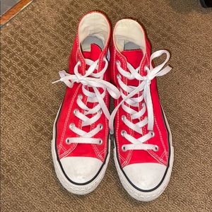 Bright Red High top Converse
